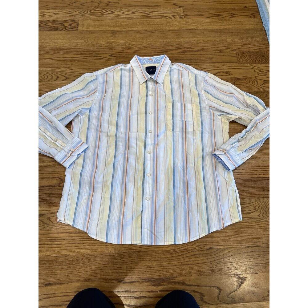 Tommy Bahama Shirt Adult XXL Striped Button Up Long Sleeve Mens